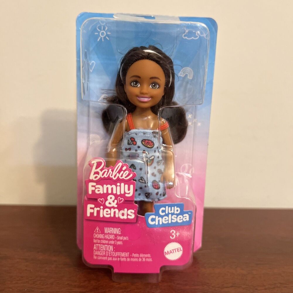 Chelsea Doll Barbie Brunette Green Eyes Blue Dress Club Chelsea New